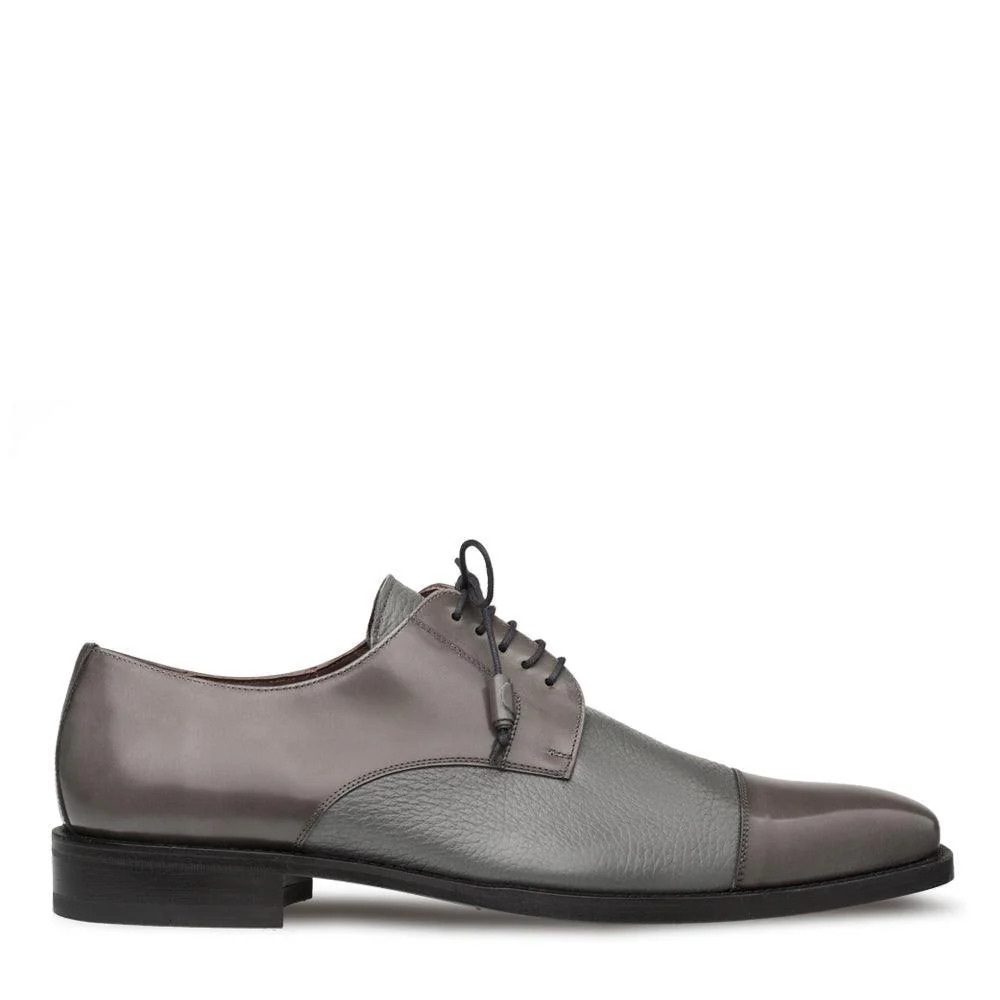 Mezlan Soka Grey Cap Toe Leather Lace Up Dress Shoe - Picture 3 of 16